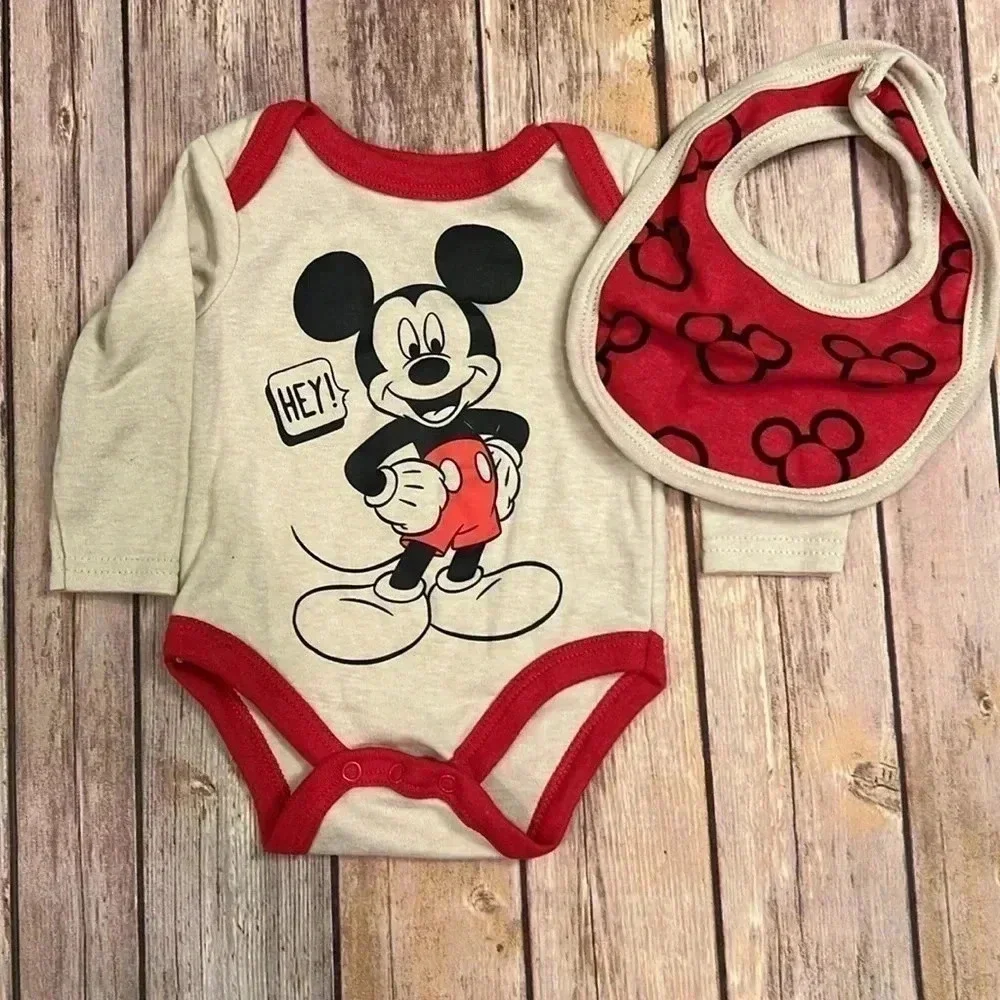 TWIN BUNDLE! Mikey Mouse set with bib | 0-3 Month - Picture 3 of 8
